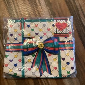 NWTag Brighton HOLIDAY LOVE & JOY Extra Large Canvas Shopper Tote Beach Bag